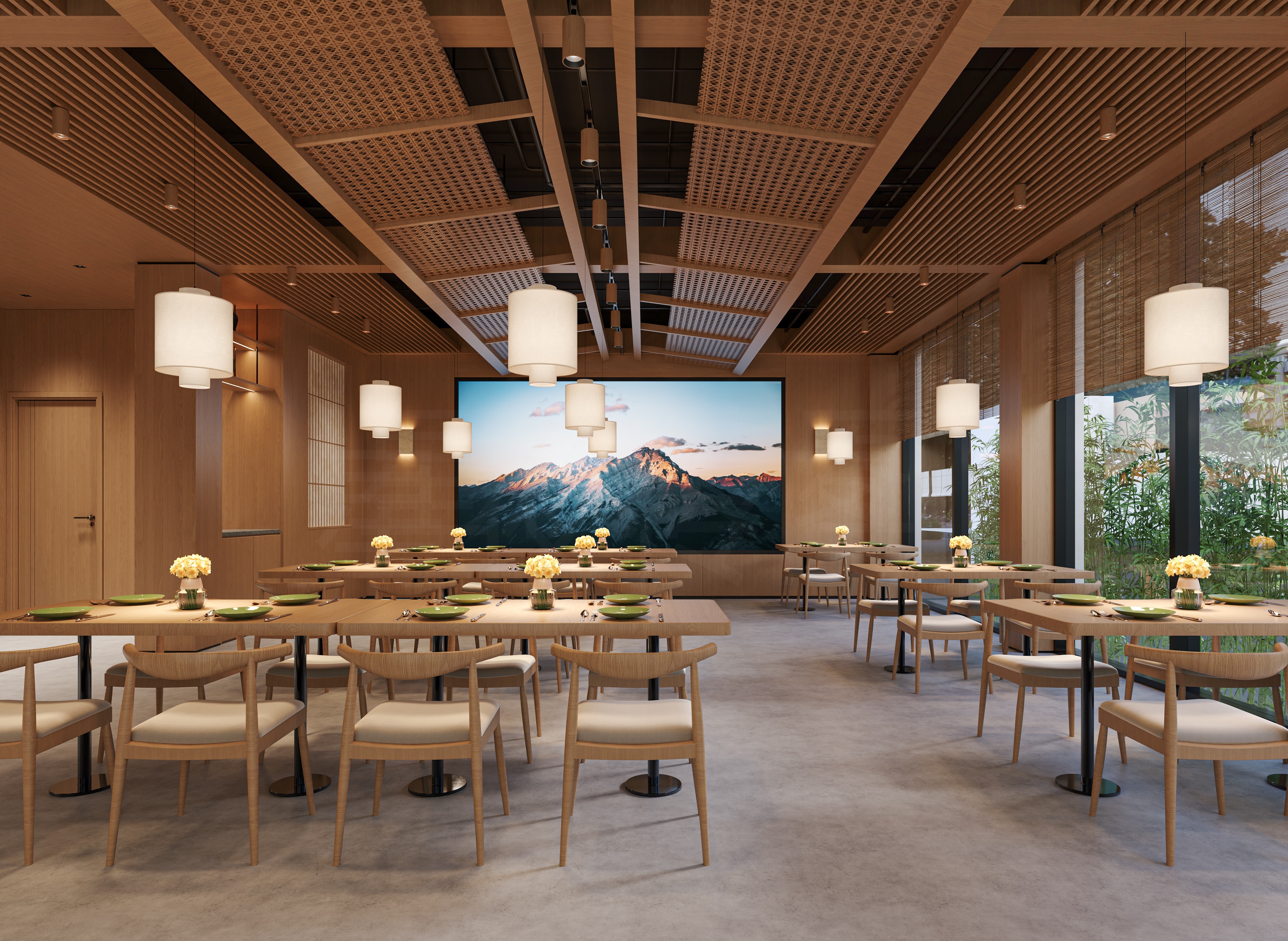 木色调为主的中式 餐厅 给消费者一种不一样的感觉-0