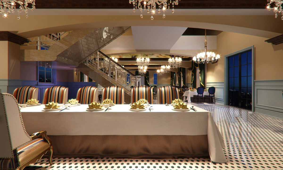 餐厅设计效果图中餐厅餐厅包间包房小吃店面馆工业主题餐厅-3-13