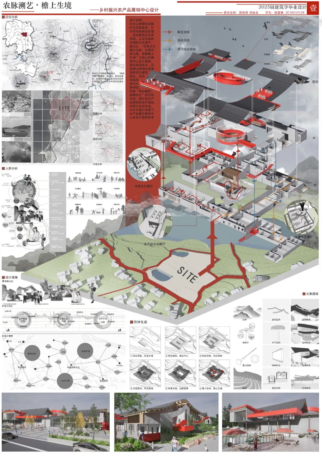 “天花板级”建筑转译？超甜建筑学妹的毕设作品将“油纸伞+石鼓唢呐艺术”的多维转译与沉浸式表达，打造农产品展示展销中心！-14