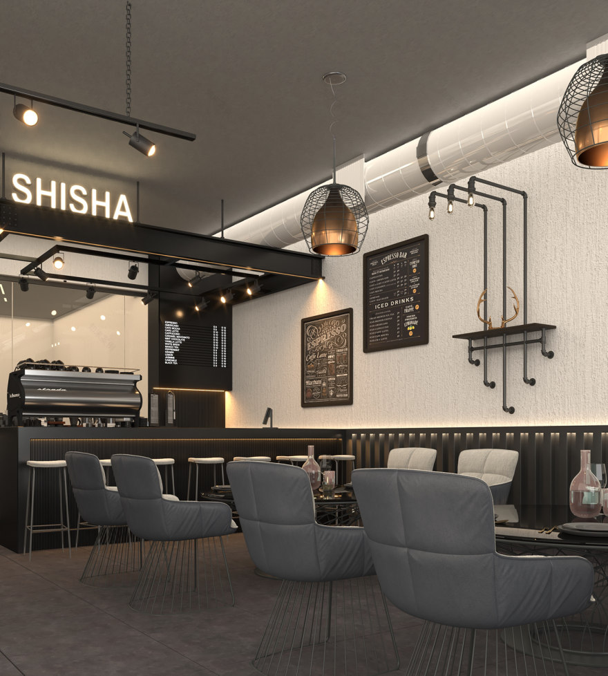 Anastasiya Gushchina丨咖啡店丨Industrial Shisha Cafe-4