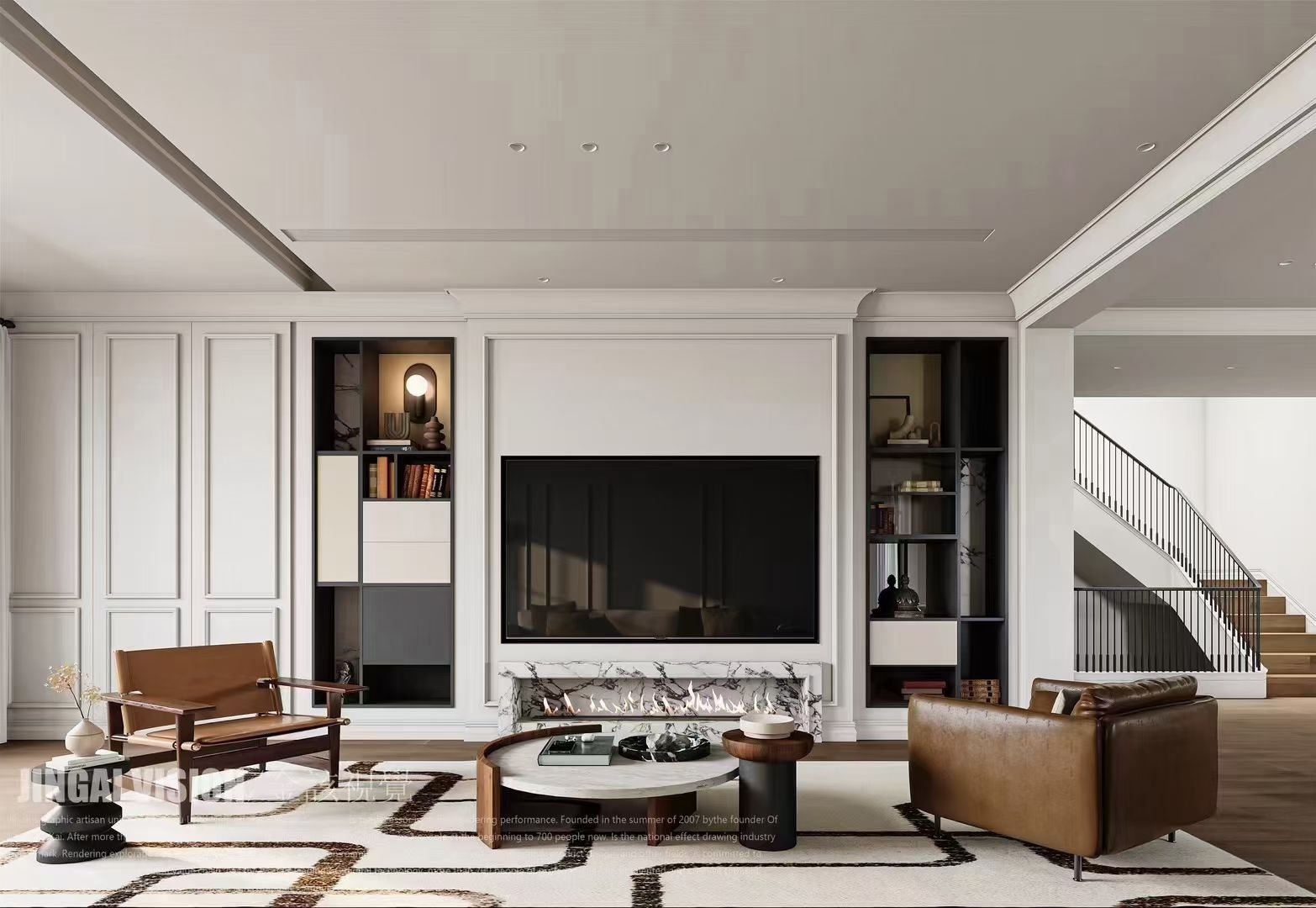 美式+原木客餐厅-1