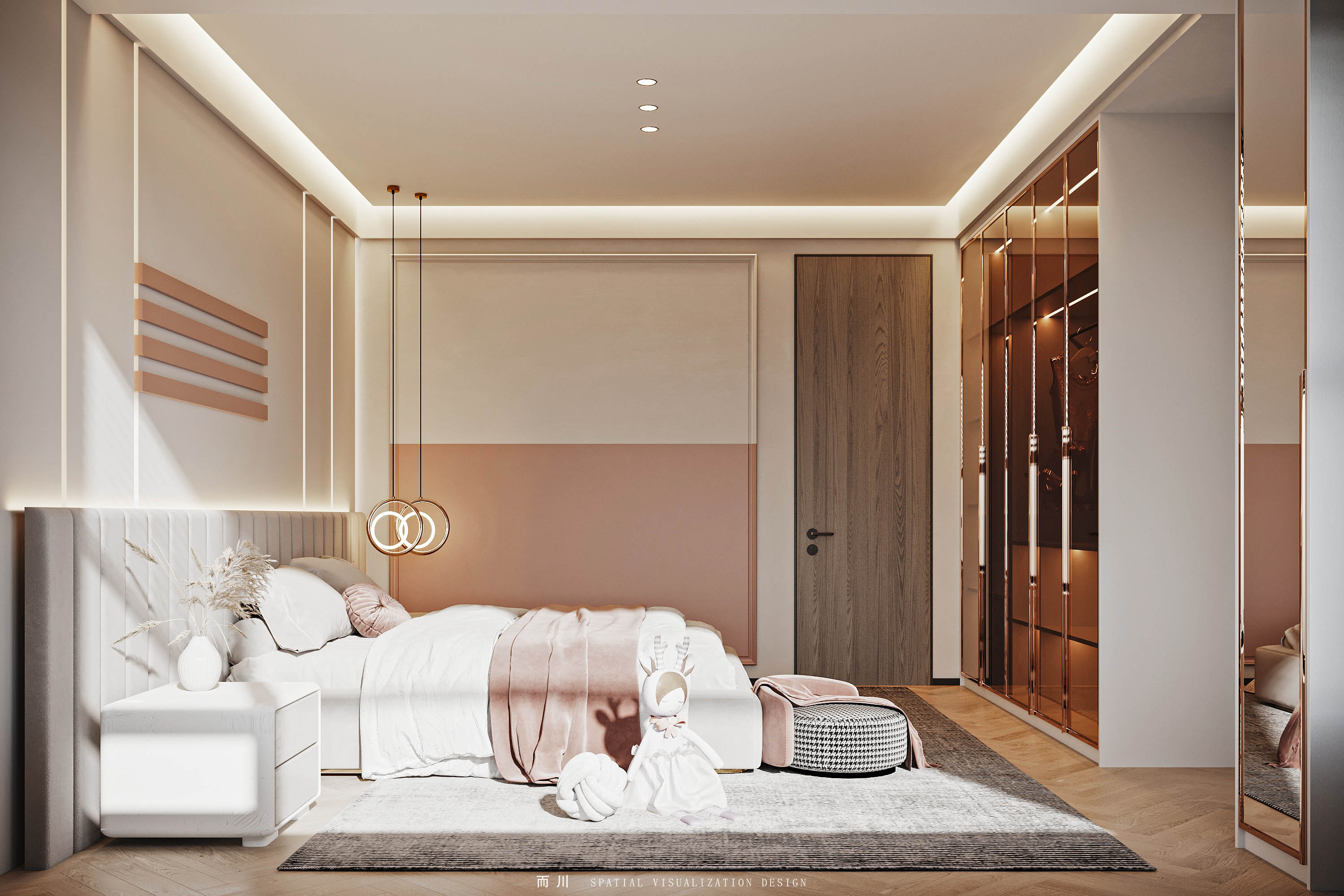 现代意式榻榻米卧室设计丨而川空间可视化工作室-12