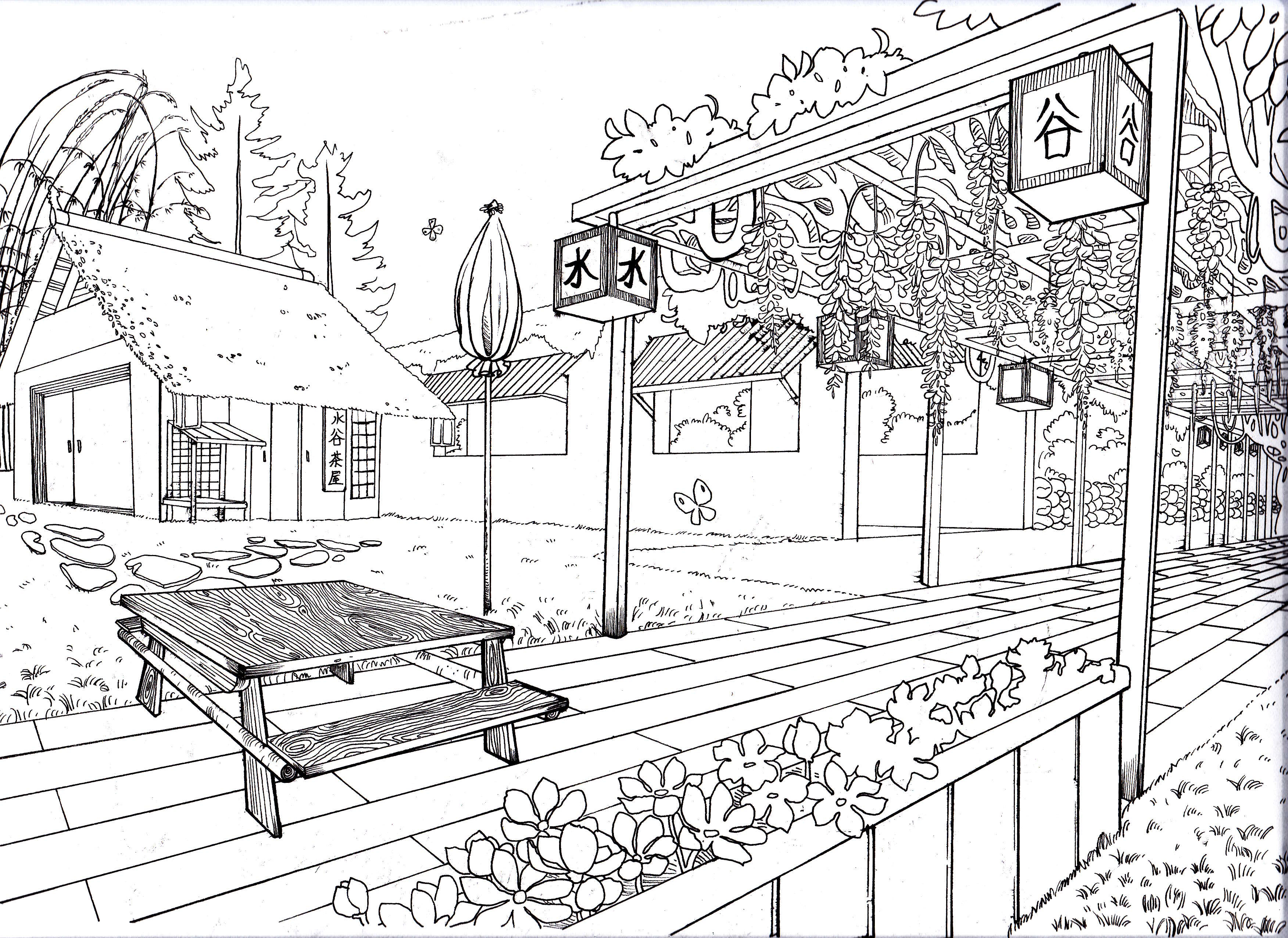 茶社空间设计 | 两点透视与马克笔的完美结合-5