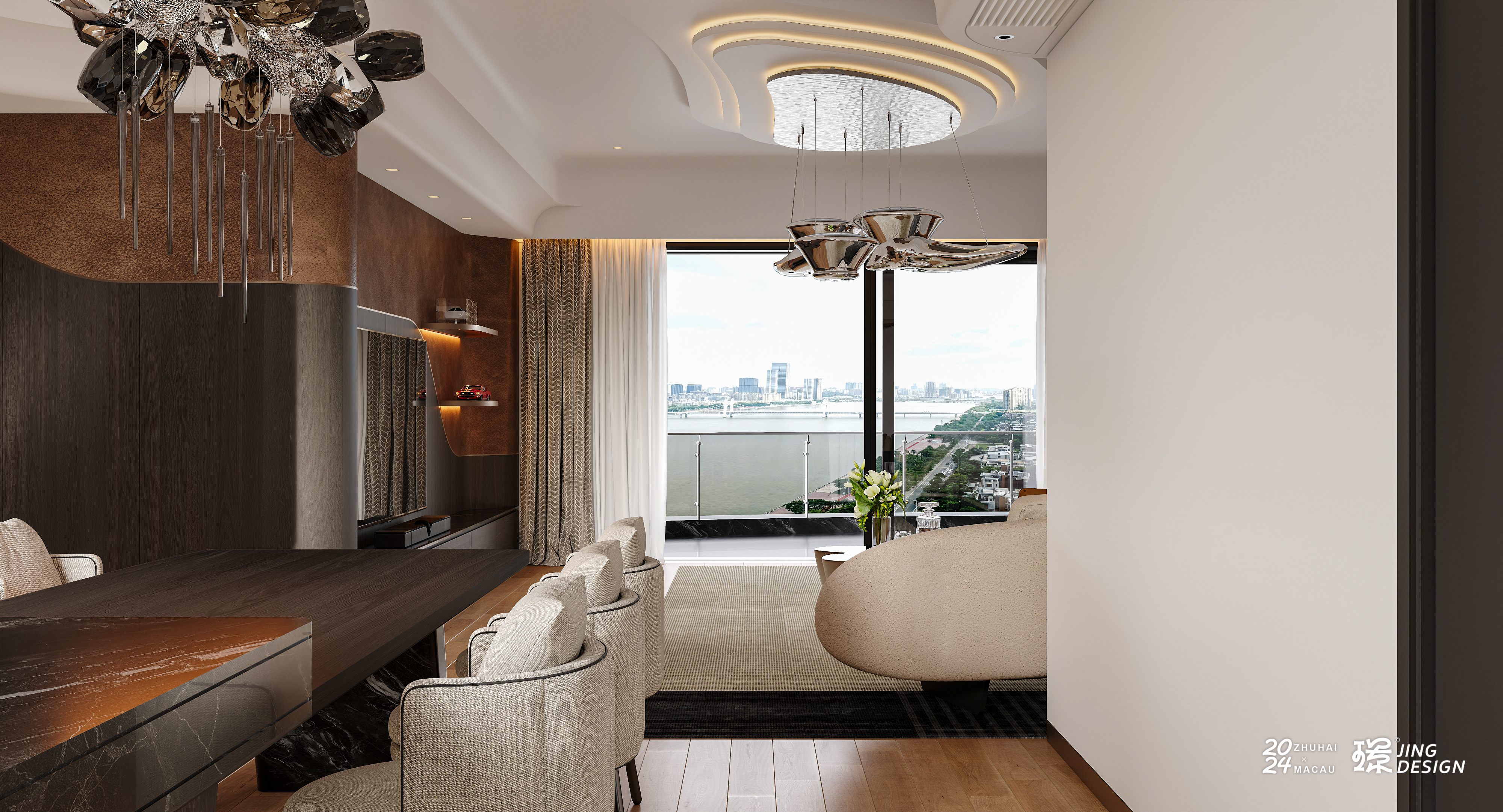 顶奢风格235平方河景高层-8