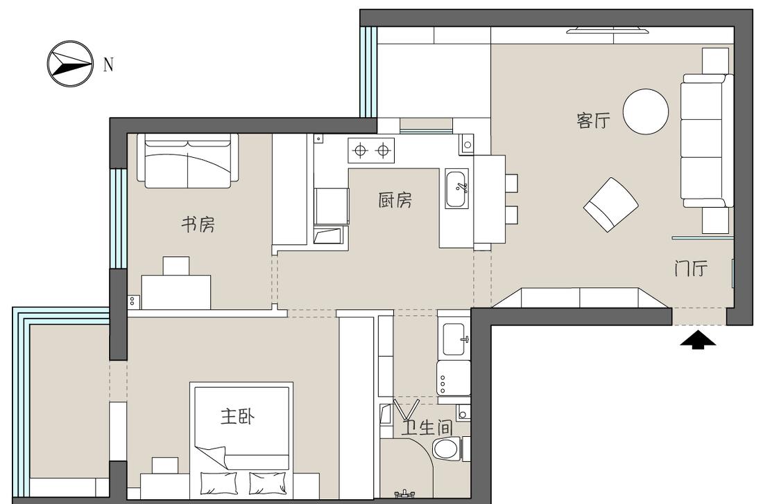 69 平米两居室收纳改造,打造轻奢生活空间-7