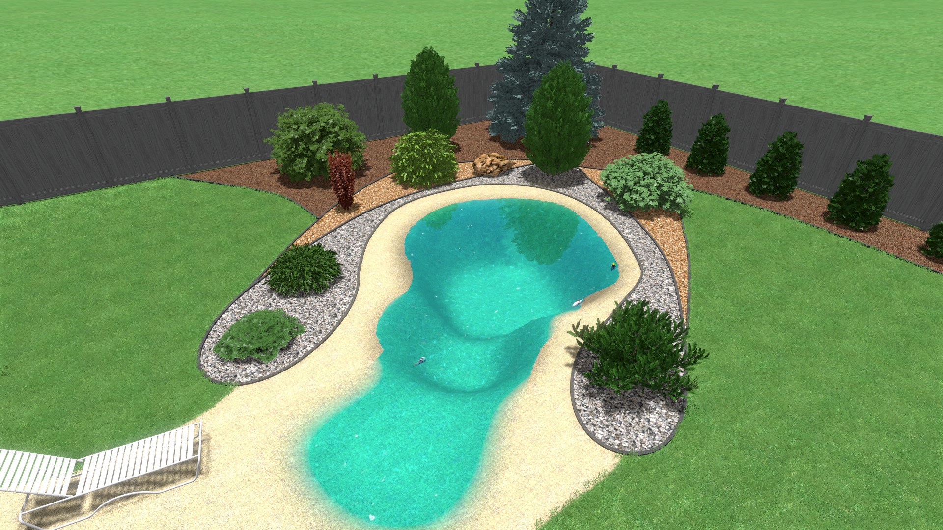 Ландшафтный проект участка 13 соток. Песочный бассейн-5