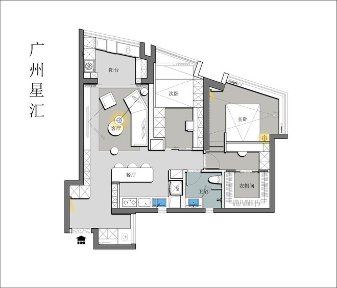 60万元三居95平米装修案例  广州星锦云汇丨中国广州-11