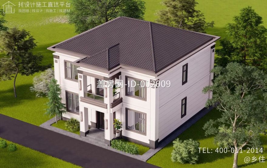 【设计师案例】土建参考造价47万,面宽11.4m×进深11.1m湖南衡阳二层新中式别墅-37