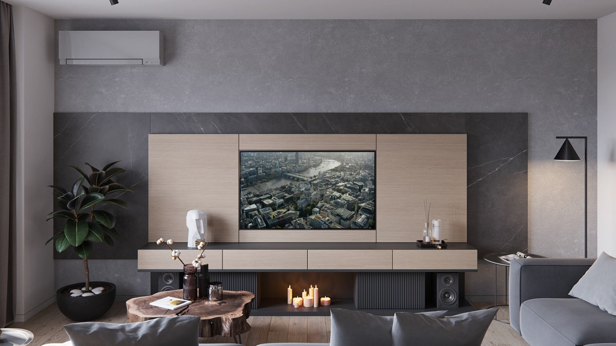 高级灰+原木 经典的自然生态材料和明快的家具相结合-1