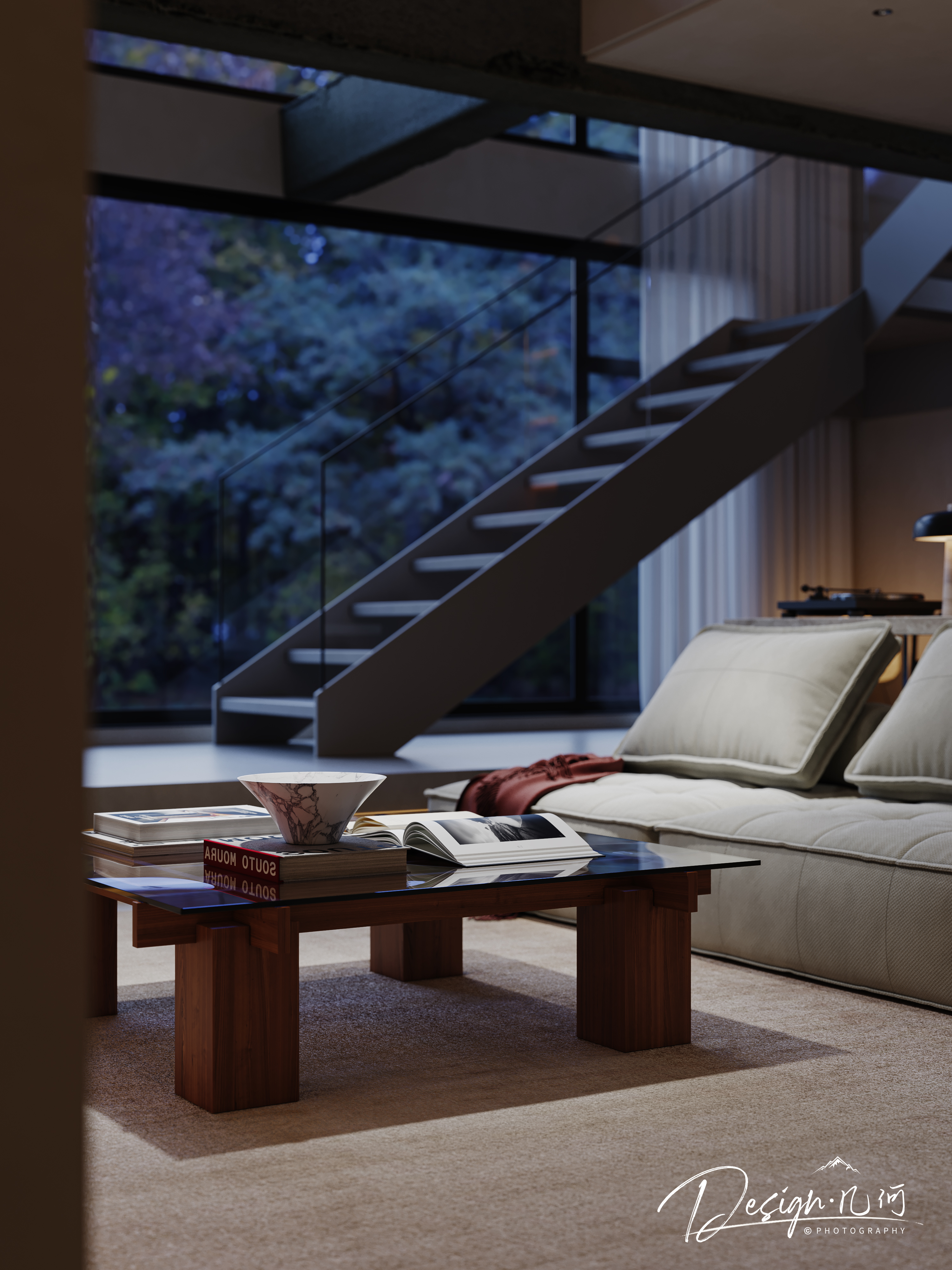 几何空间视觉表现 | 天玺湾中古风客餐厅（黄昏/夜景）-21