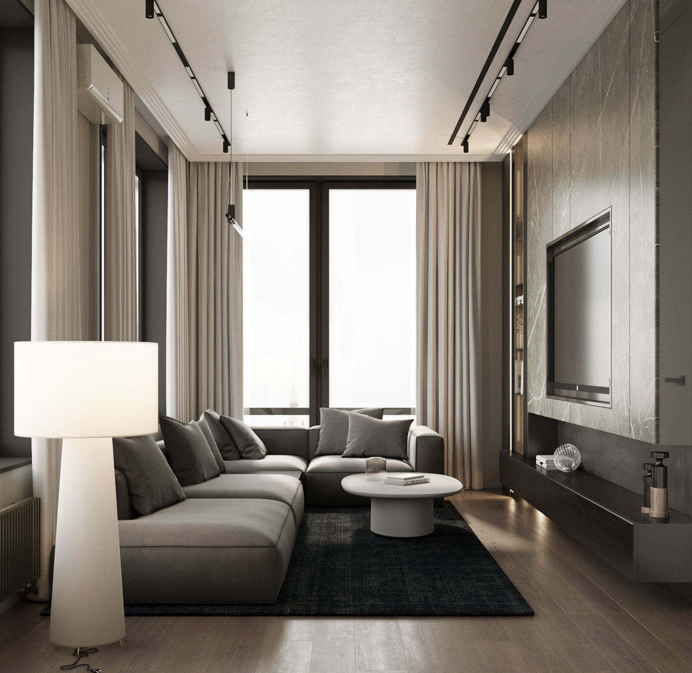 95㎡高级灰色系公寓设计 很舒适！-5