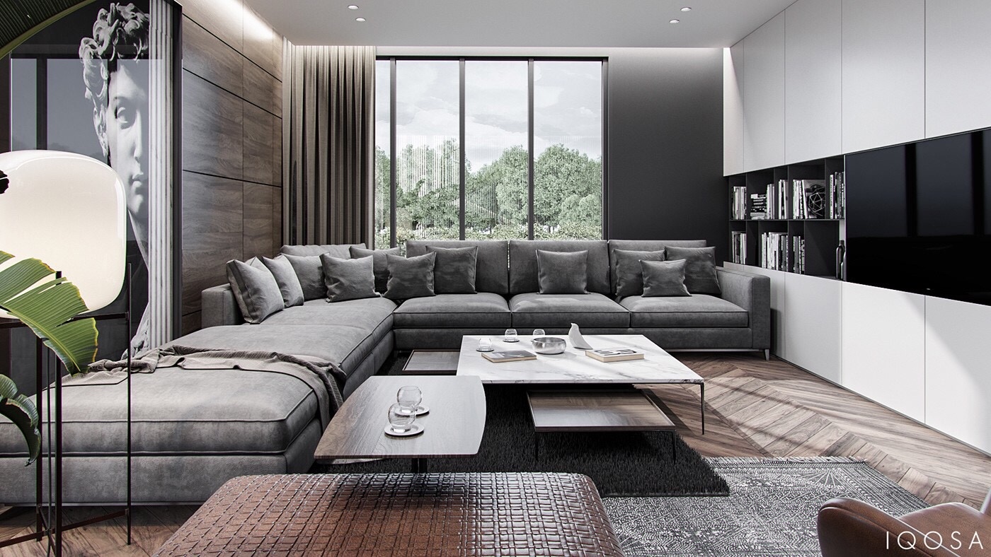 沙特利雅得·绅士高级灰住宅-5