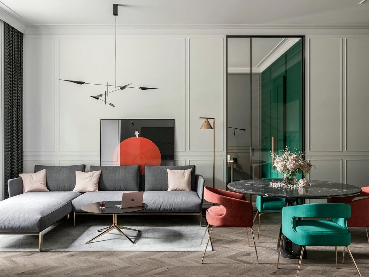 高级灰撞色搭配室内设计-5