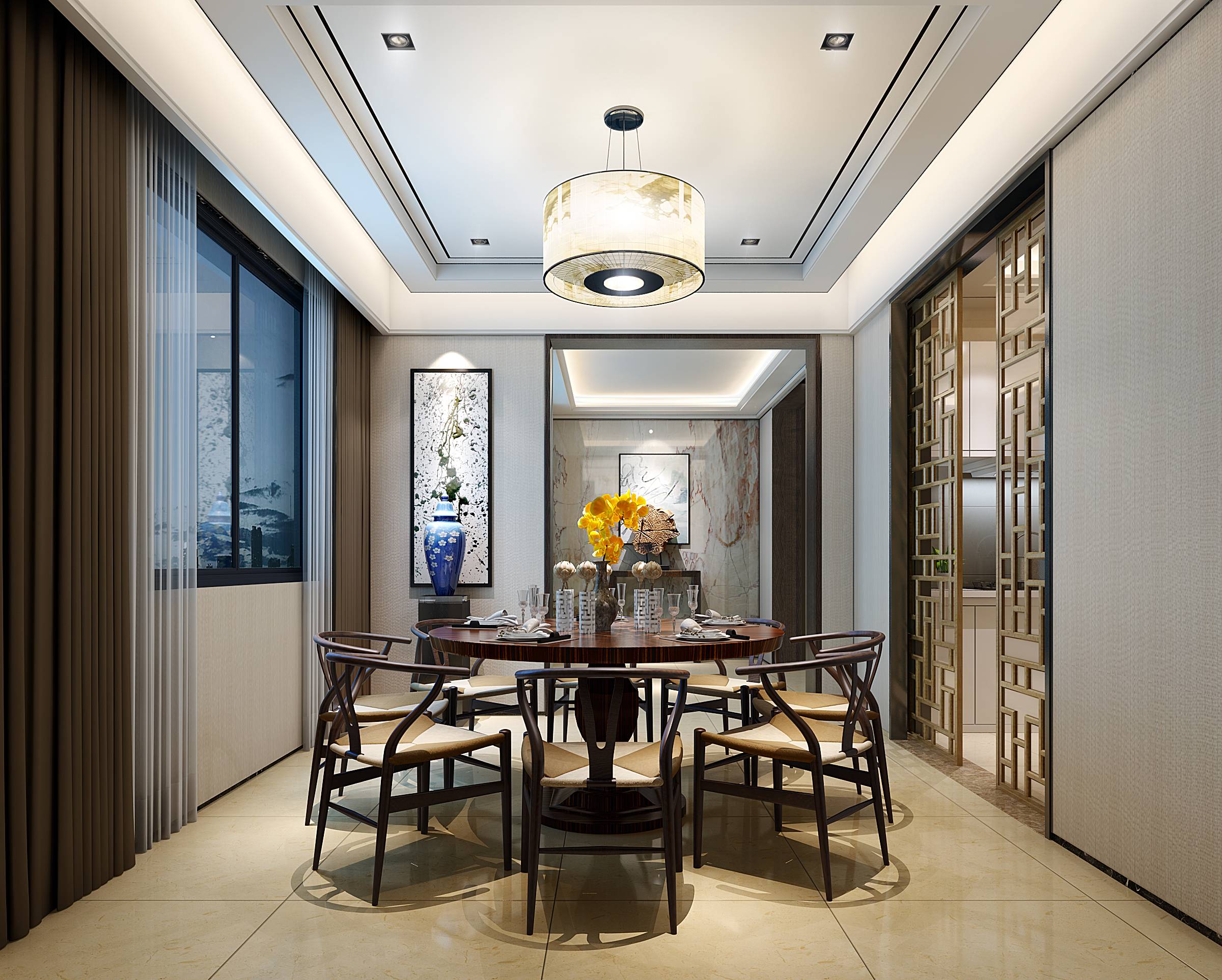 新中式 中式古典 奢华家装别墅样板房-6-12