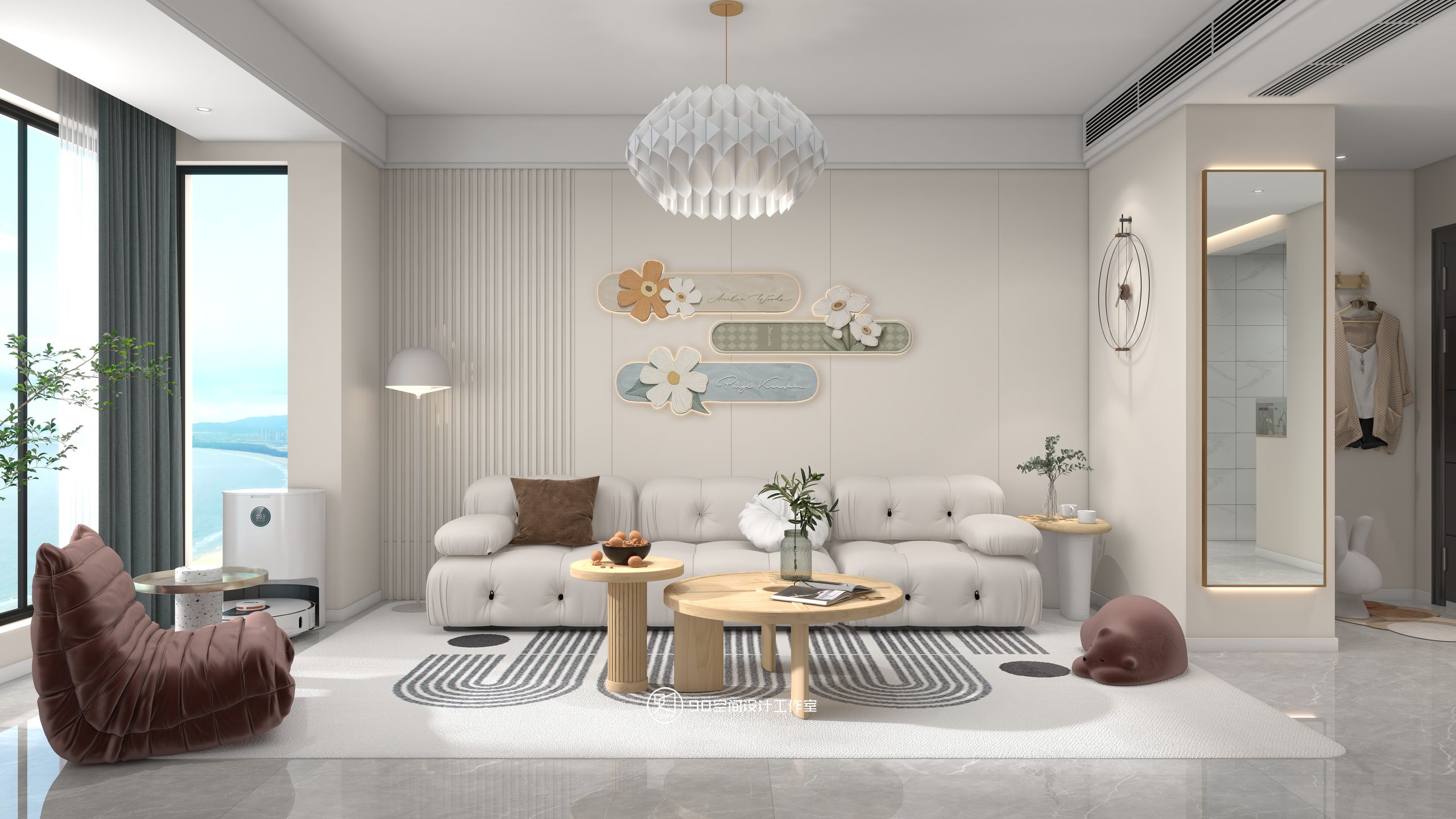 棉花糖奶油风格113 平方 3 室 2 厅 1 卫丨90 空间设计-2