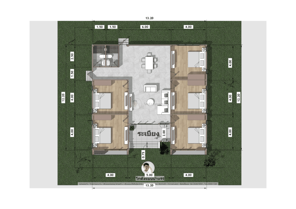 บ้านชั้นเดียวปั้นหยา P-2082 บ้านทรงปั้นหยาหลังใหญ่ 5 ห้องนอน-29