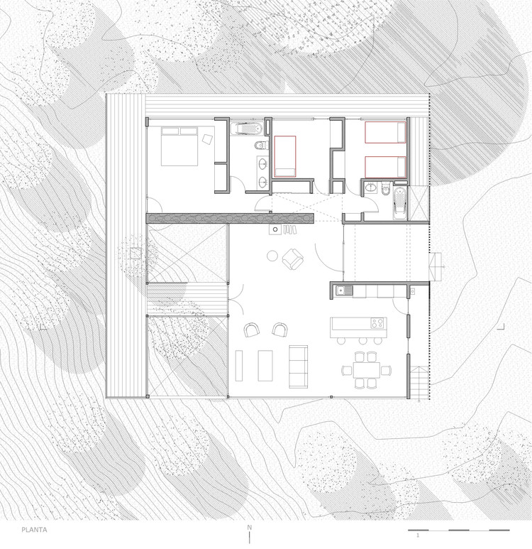 智利奥尔穆埃森林中的悬浮家庭住宅-29