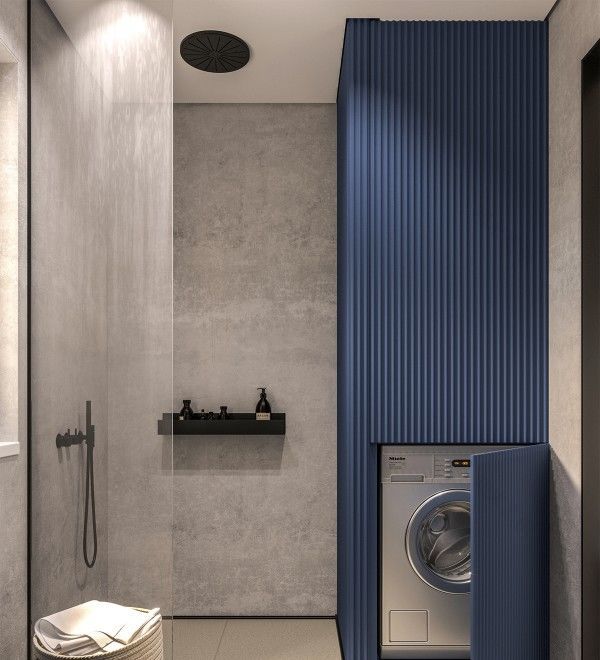 5㎡卫生间高级设计方案 | 洗衣机巧妙融入洗漱台与收纳柜-63