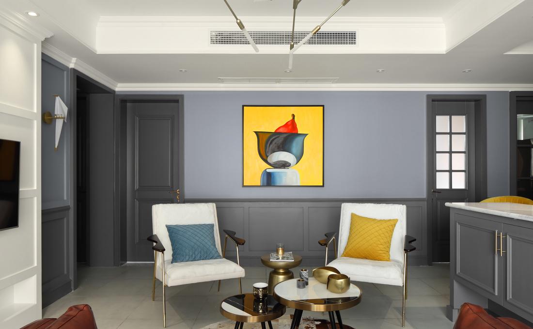 野兽派风格平层设计,金色光影演绎跃动空间-4