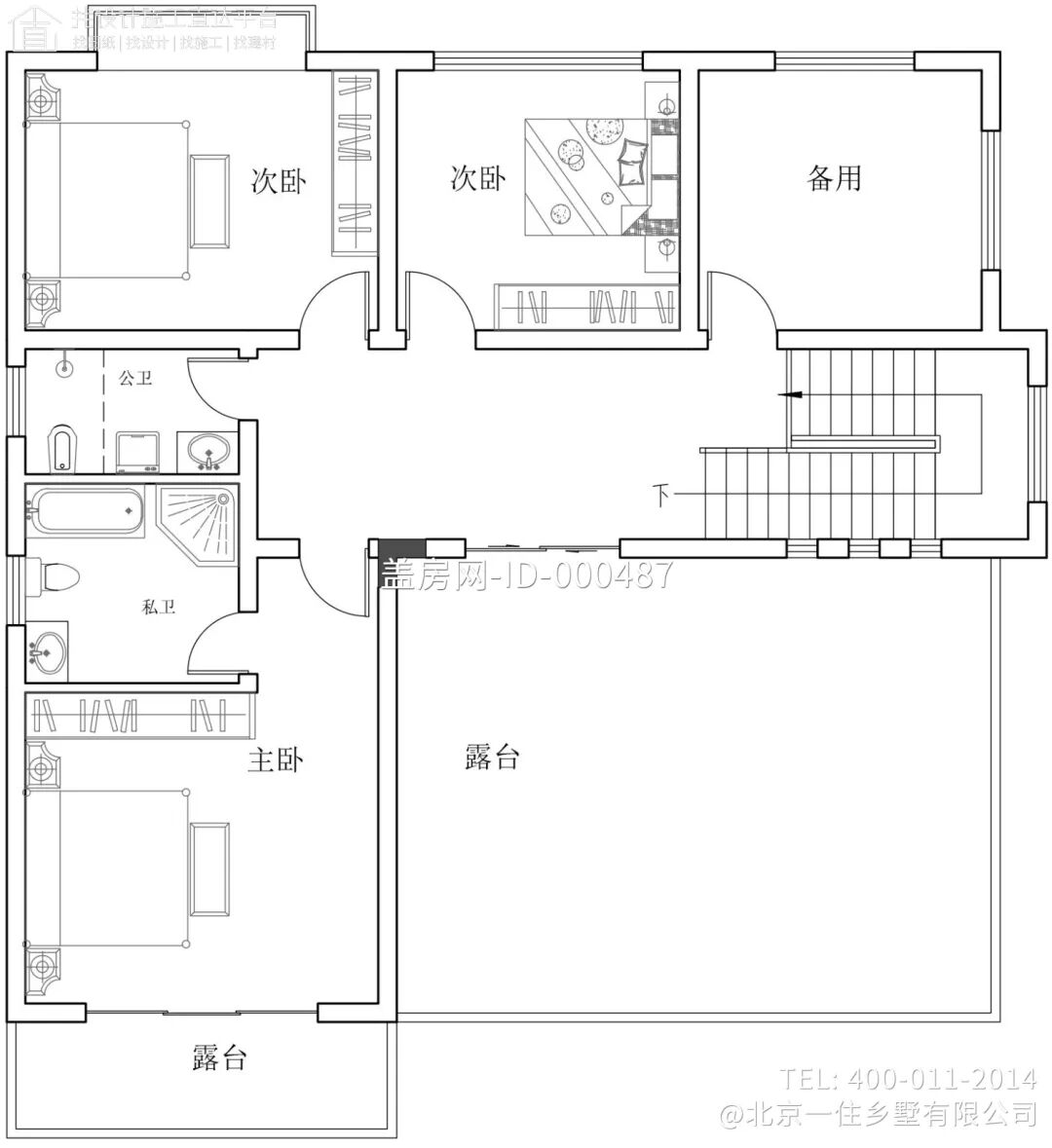 【设计师案例】土建参考造价82万，面宽13.2m×进深14m四川南充三层欧式别墅-29