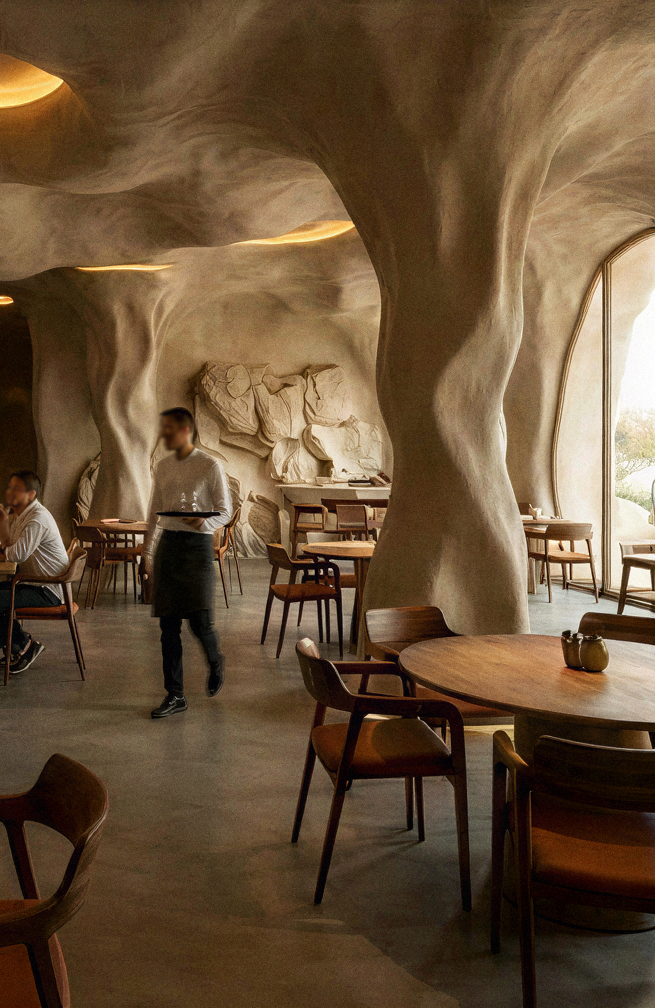 有机洞穴灵感餐厅设计-5