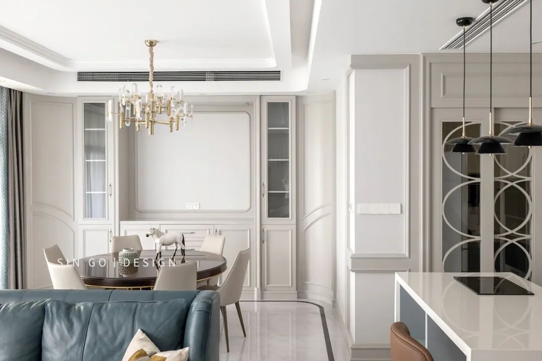 现代轻奢风 | 蓝白木三色打造 320㎡别墅空间-53