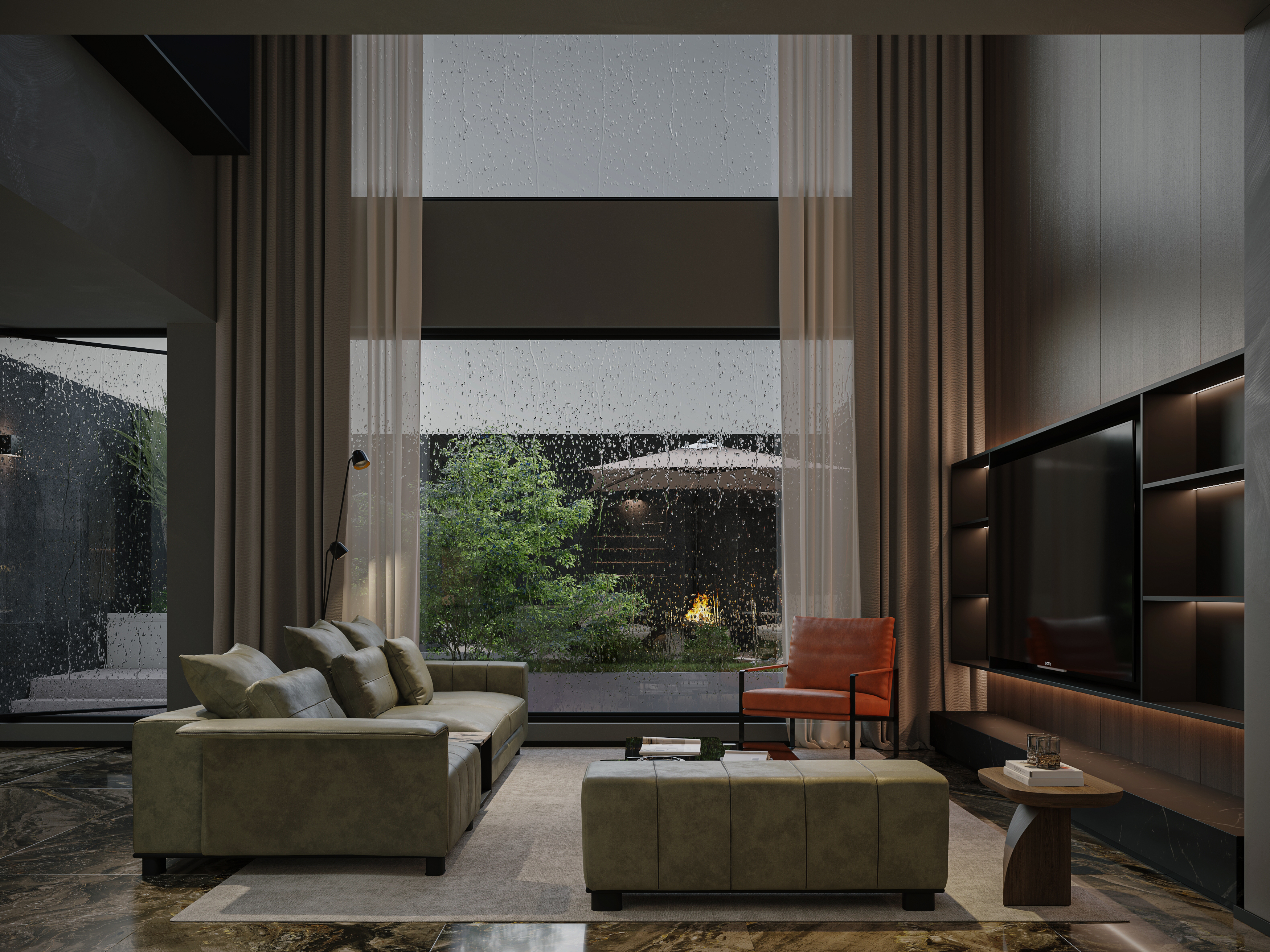 绘感视觉设计——雨后 现代别墅庭院设计案例-7