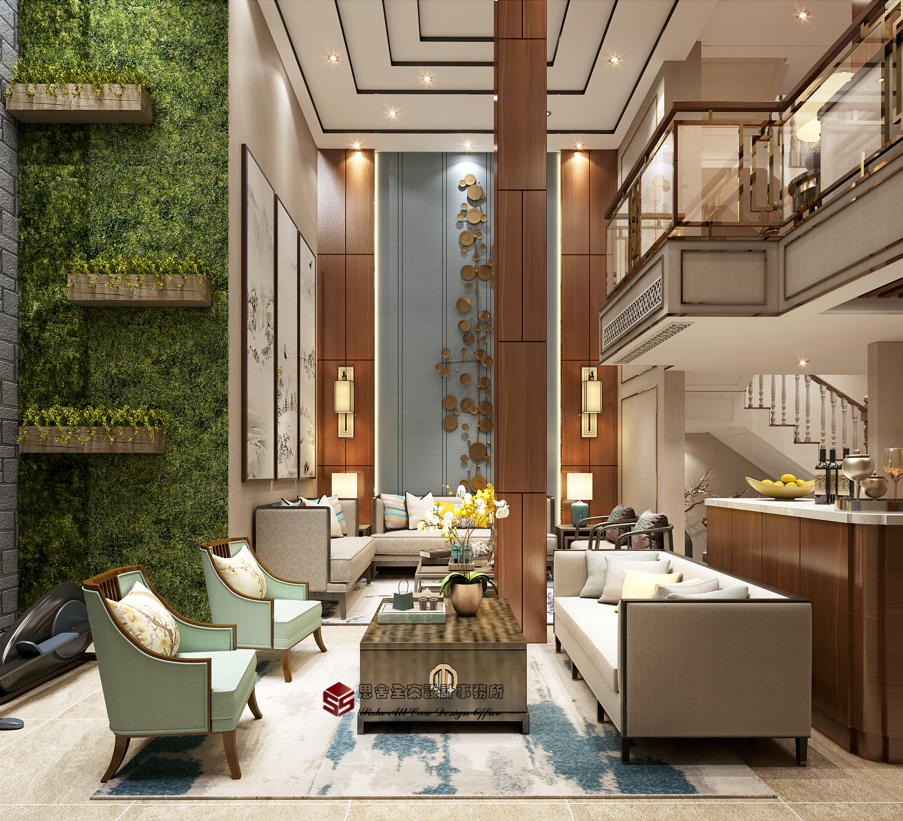 融合两种风格的地下室轻奢美式空间设计-5