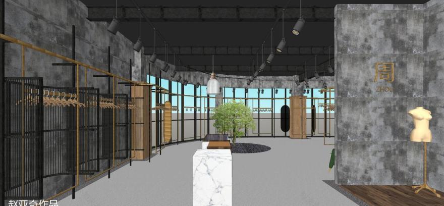 北京某品牌服装展厅 | 复古风水泥木质空间-14