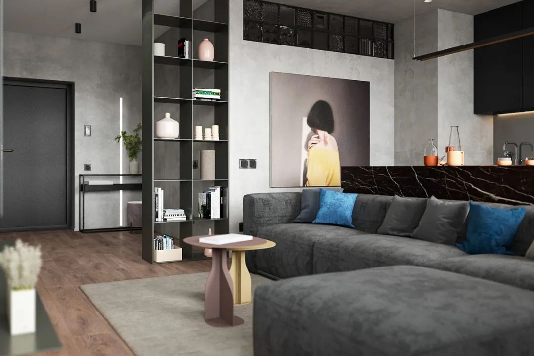 现代简约风暗色系混凝土住宅-5