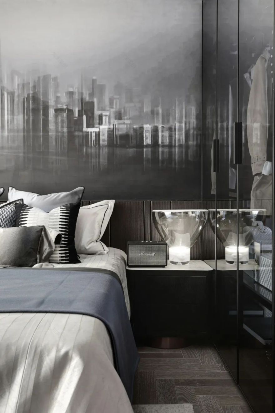 烟台万科翡翠长安样板间 | 抹茶色遇见黑灰色,简约至美-85