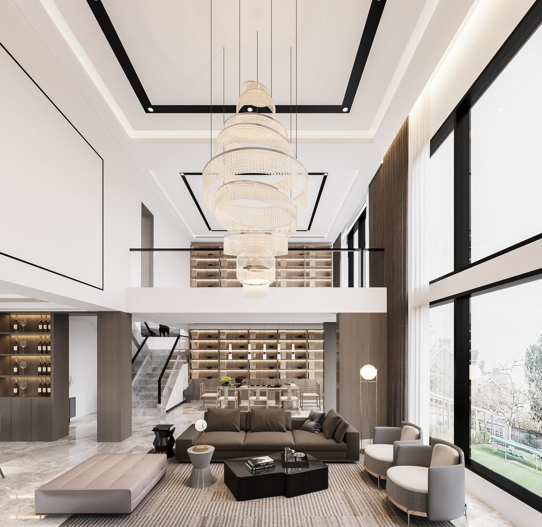 现代轻奢融入中式元素的舒适生活空间设计丨璞旭设计-8