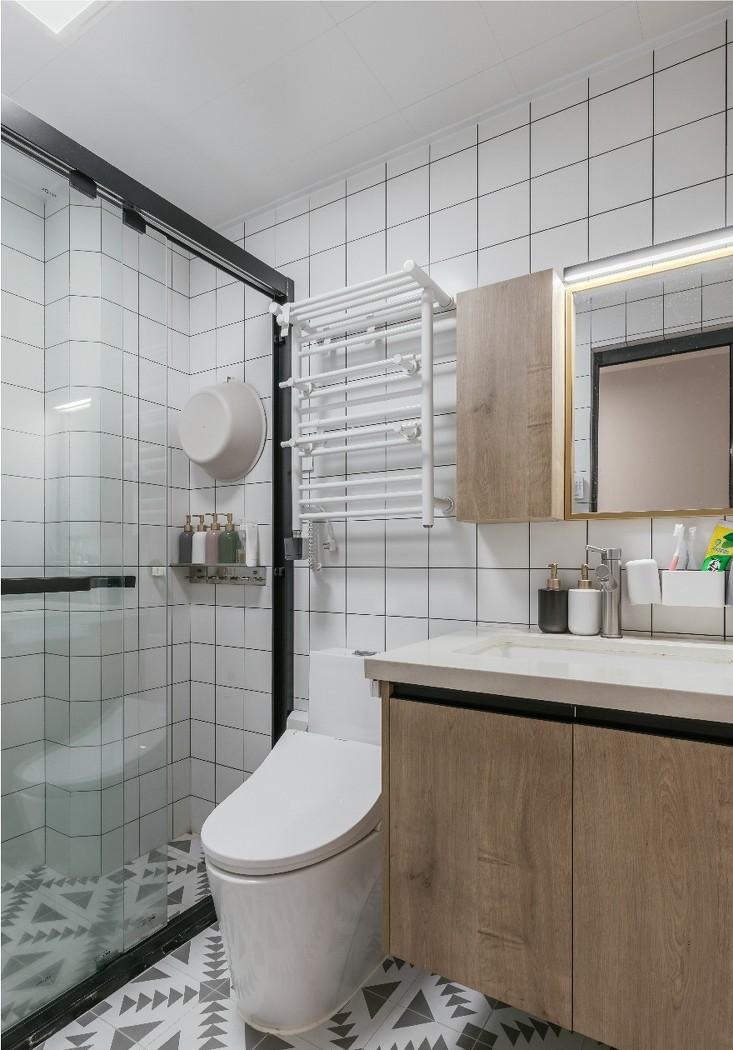 78 平米北欧风小家,绿色背景墙打造轻奢空间-35