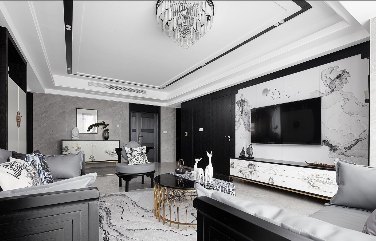 【新中式  瓯越韵】一个关于高级黑的水墨之居-33