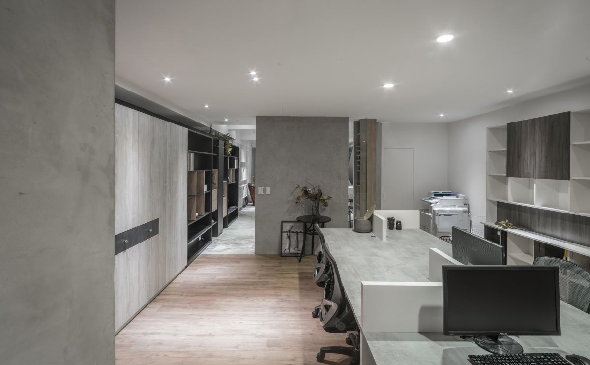105㎡现代工业风住宅 | 水泥墙++ 木质办公区-10