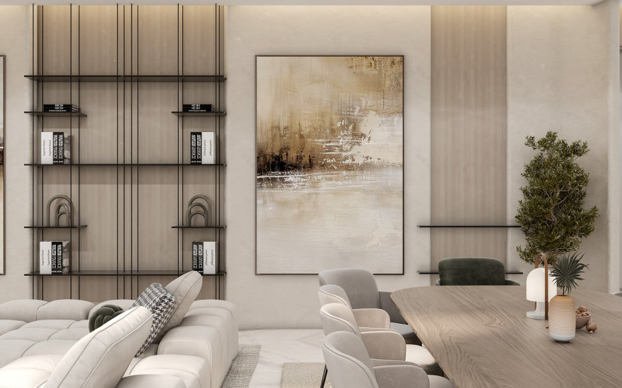 沙特阿拉伯家庭客厅与餐厅设计丨Alaa Arafa-21