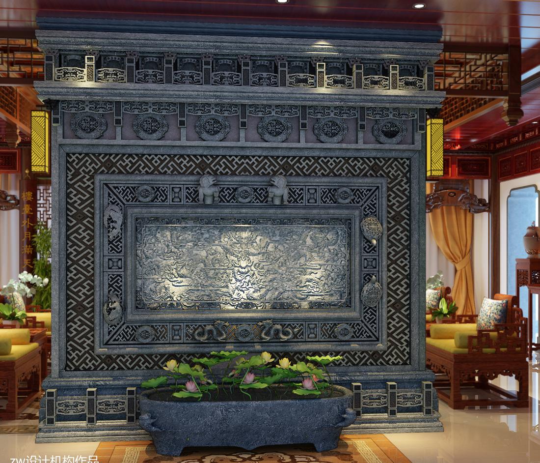 中式书房设计 | 月华临静夜的玄关与接待大厅-4