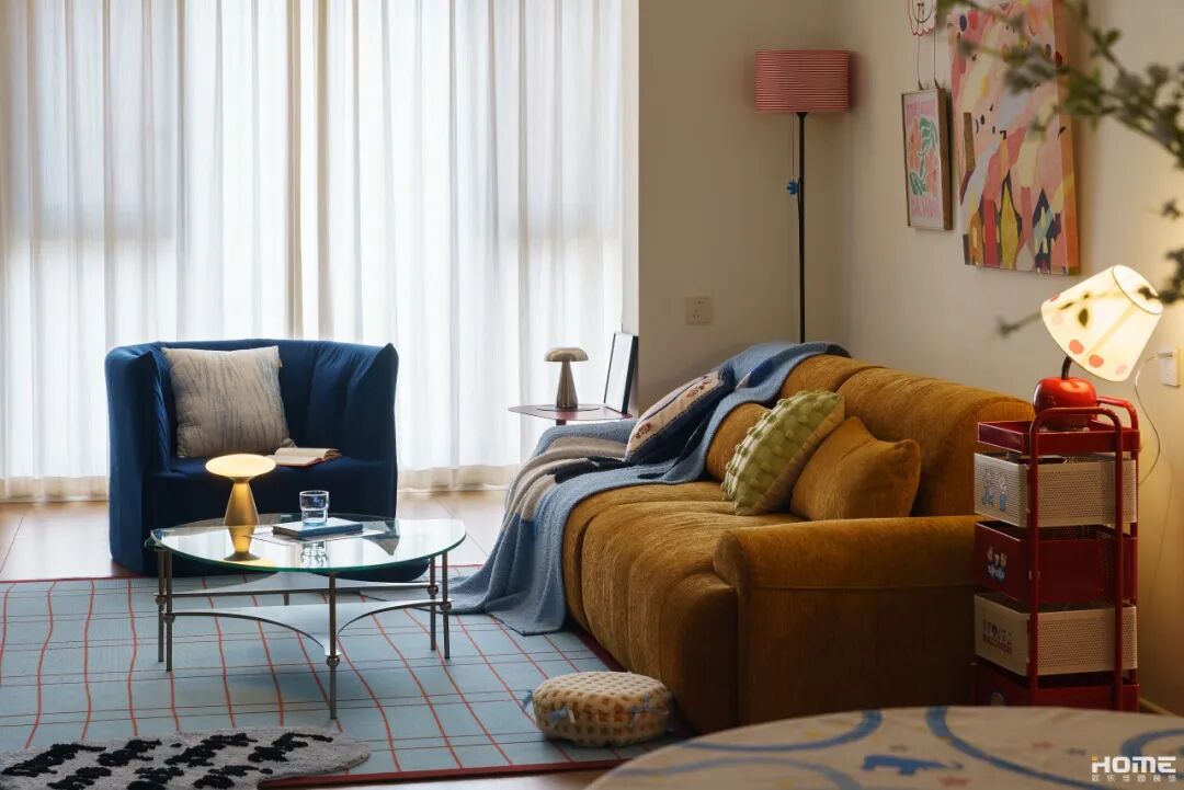 佳园实景|莓想|105㎡包豪斯中古风，三室改两室，大胆鲜活的色彩推门直接被硬控！-37