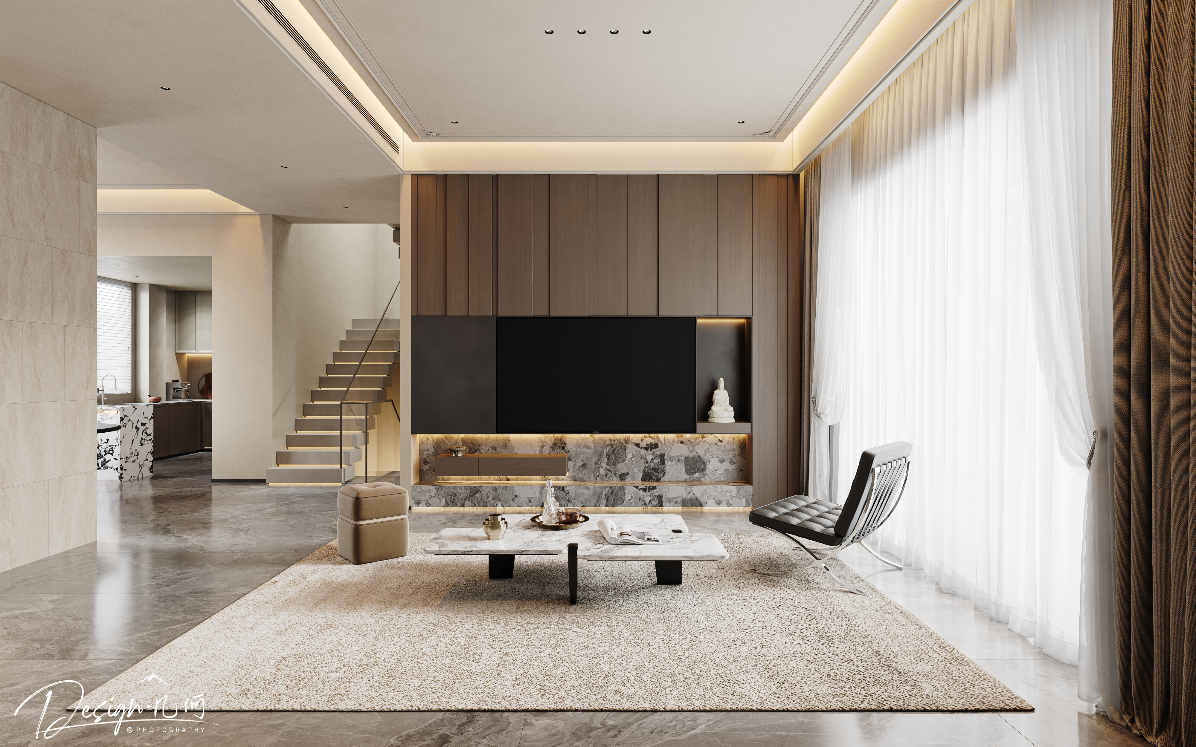 几何空间视觉表现 | 琥珀山庄法式客餐厅-1