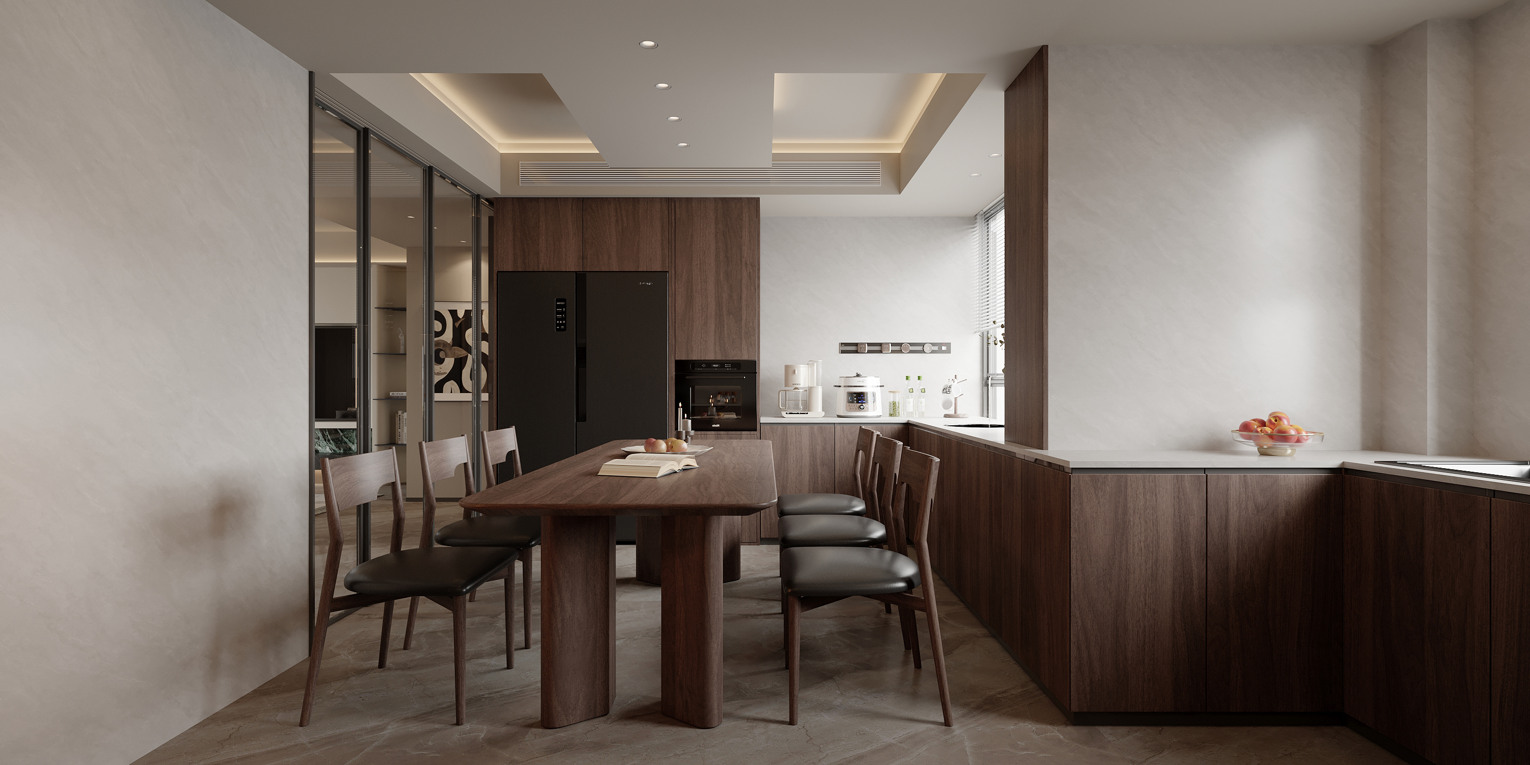 轻奢风现代风格客餐厅卧室效果图表现-4
