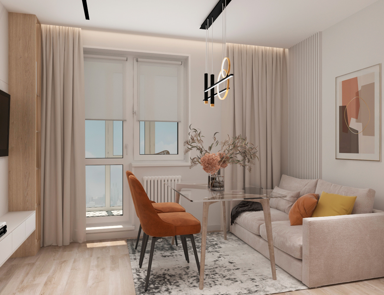 带明亮装饰的温馨公寓丨俄罗斯-3