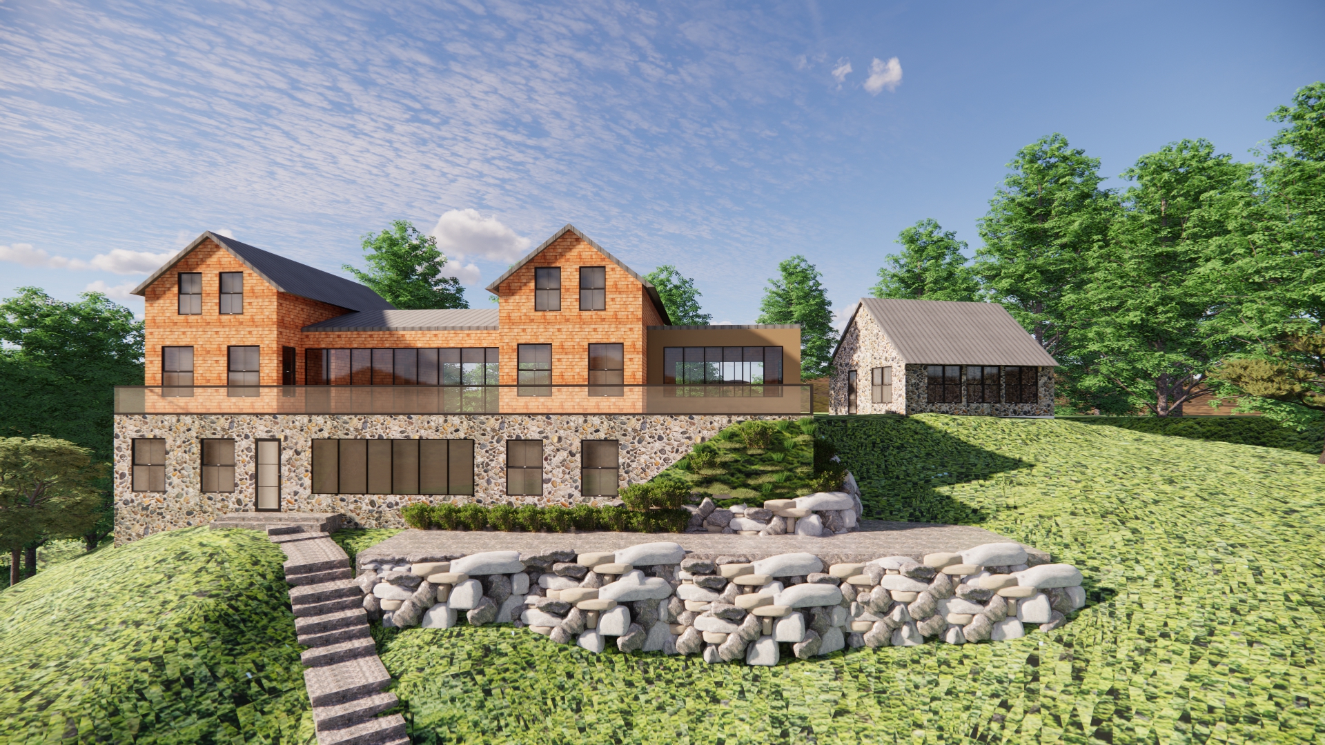 Modern House Elevation in a Hilly Area-3