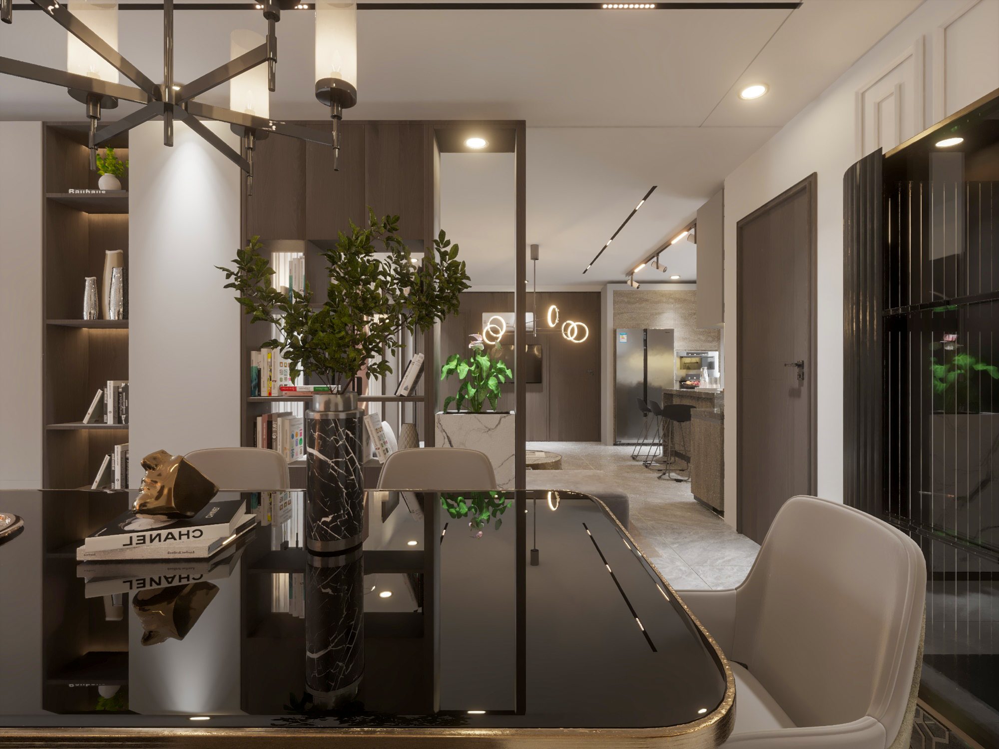 Apartment Living Reception Dining Kitchen Neo Classic-7