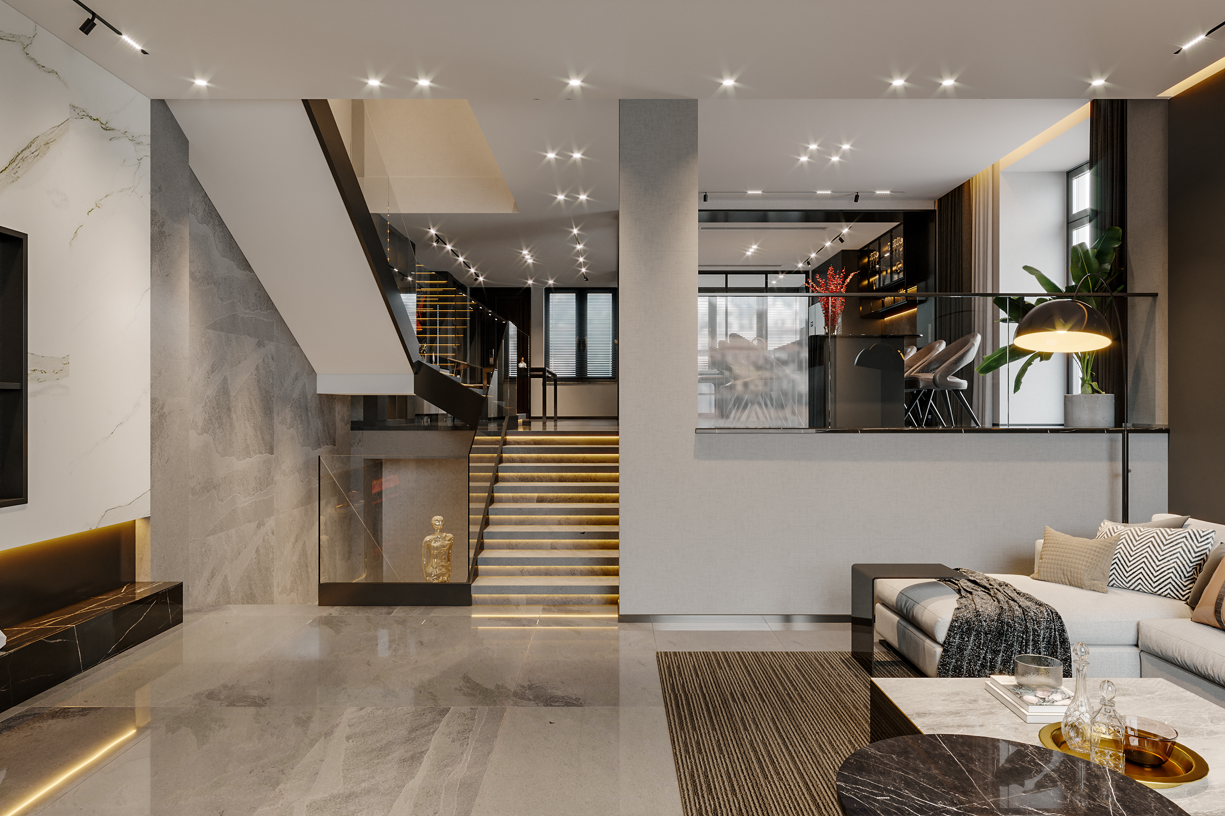 无主灯现代轻奢家装表现-13