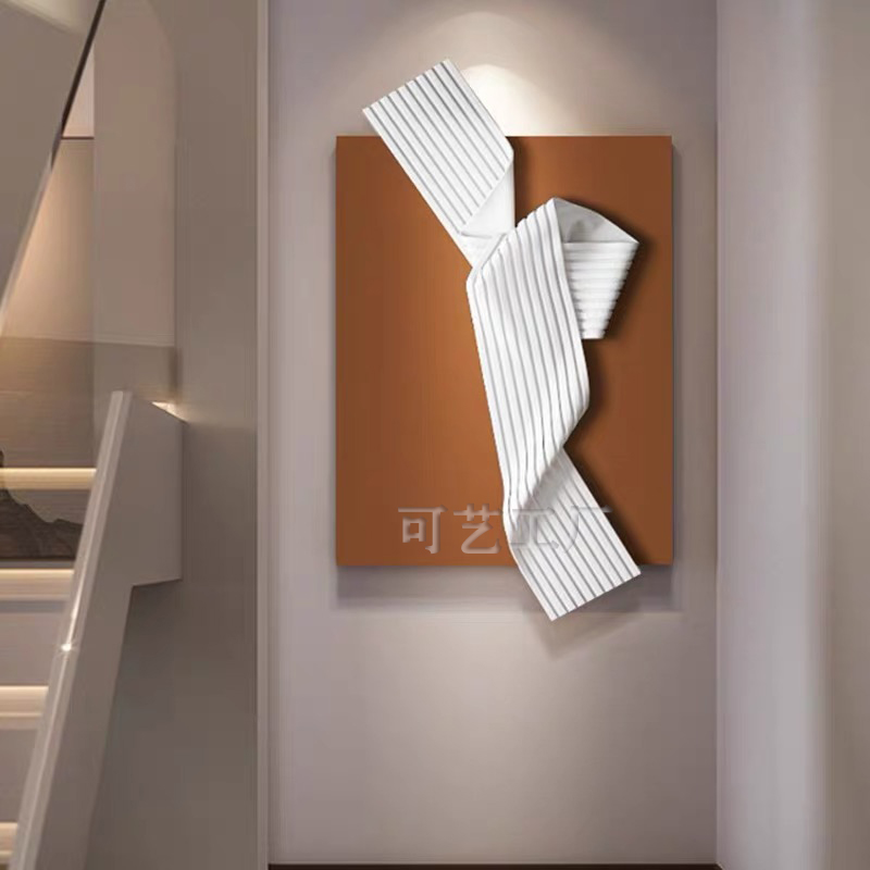 轻奢高档立体手工皮画客厅玄关卧室书房样板房装饰挂画-3