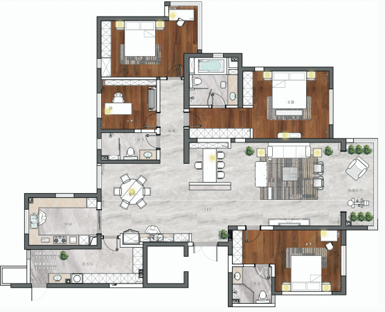 白桦林小区新中式风格平层设计丨旗盛-11