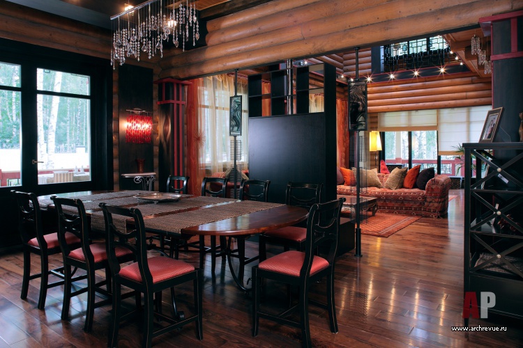 带圆形露台的木结构房屋室内设计-21