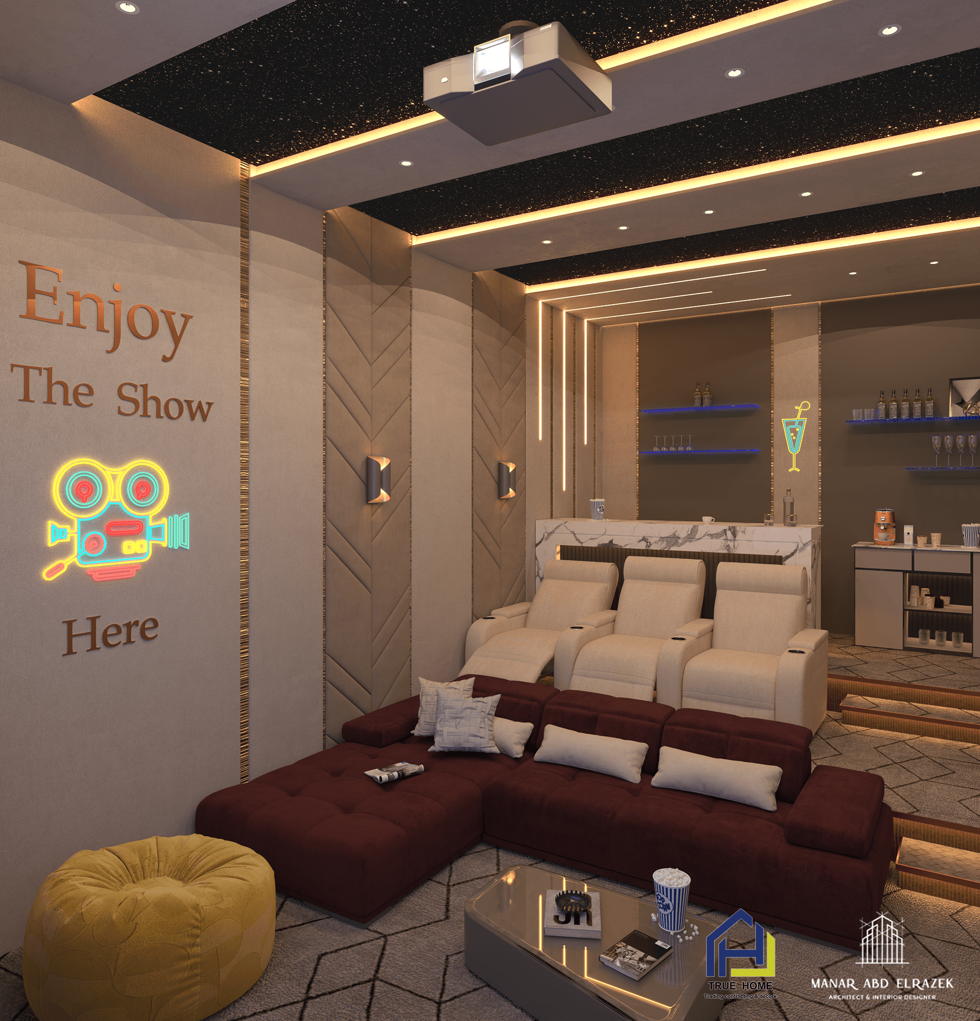 家庭影院室内设计丨卡塔尔丨TRUE HOME-12