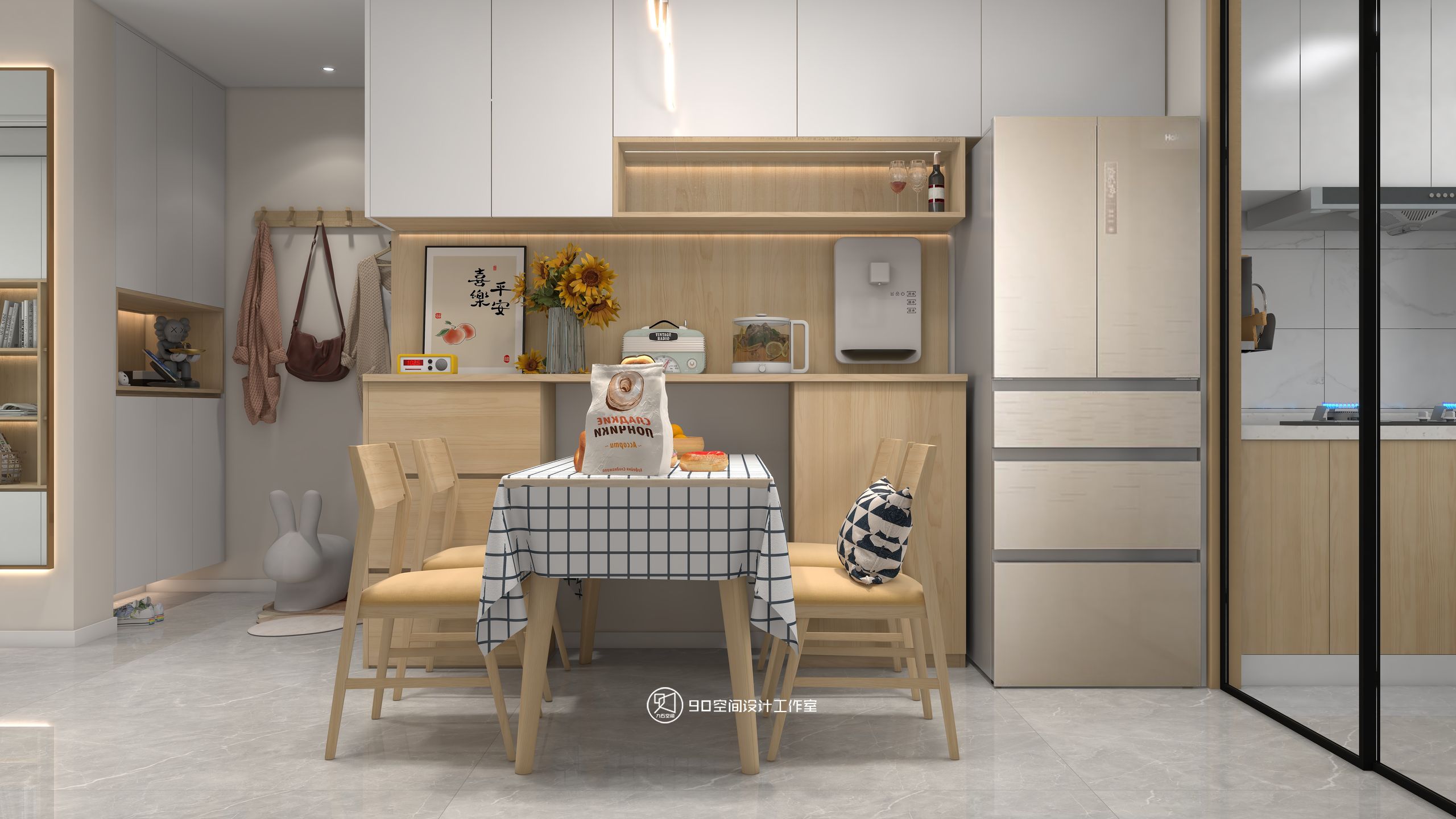 棉花糖奶油风格113 平方 3 室 2 厅 1 卫丨90 空间设计-11