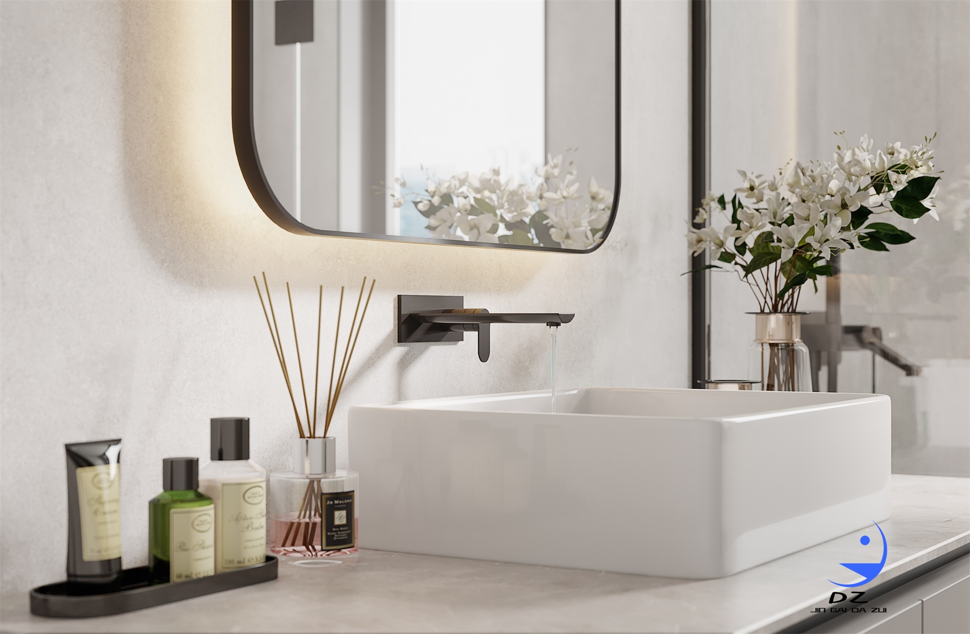 现代黑白系客餐厅卧室过道效果图-34